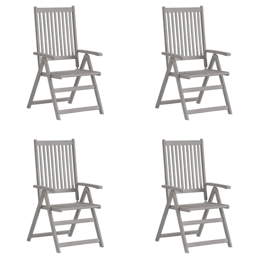 Petromila vidaXL Záhradné sklápacie stoličky 4 ks sivé masívne akáciové drevo